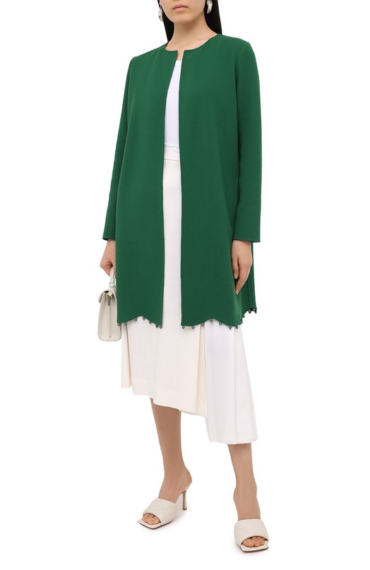 Шерстяное пальто Oscar de la Renta Зелёный, фото 2