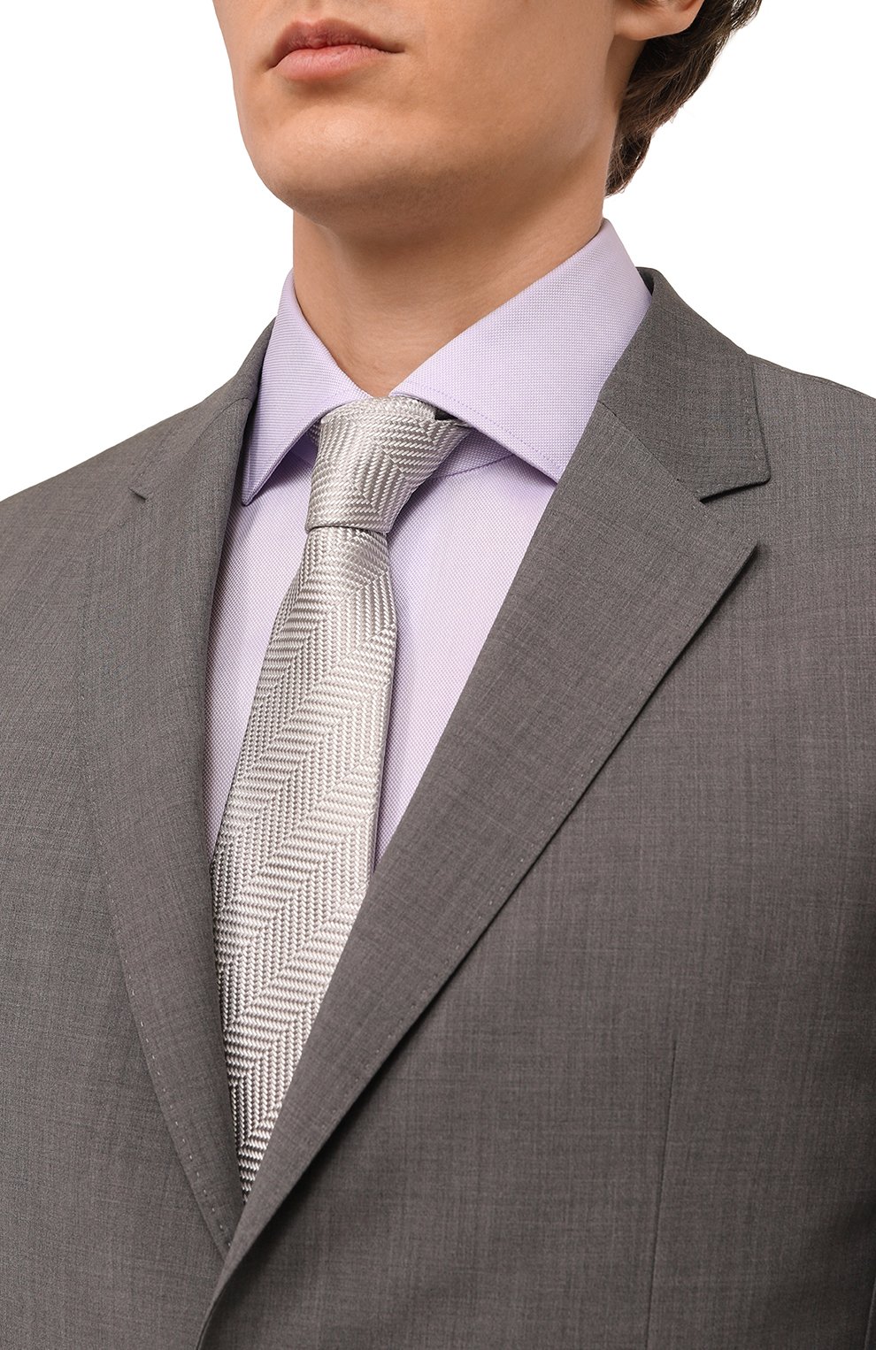 Шелковый галстук LANVIN светло-серого цвета по цене 15400 руб., арт. 3059/TIE, фото 2 Шелковый галстук LANVIN, арт. 3059/TIE, фото 2