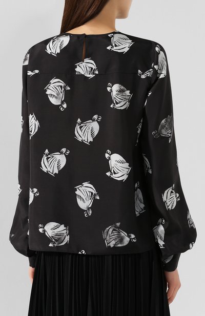 Шелковая блузка LANVIN черно-белого цвета по цене 94650 руб., арт. RW-T0669I-4185-H19, фото 4 Шелковая блузка LANVIN, арт. RW-T0669I-4185-H19, фото 4