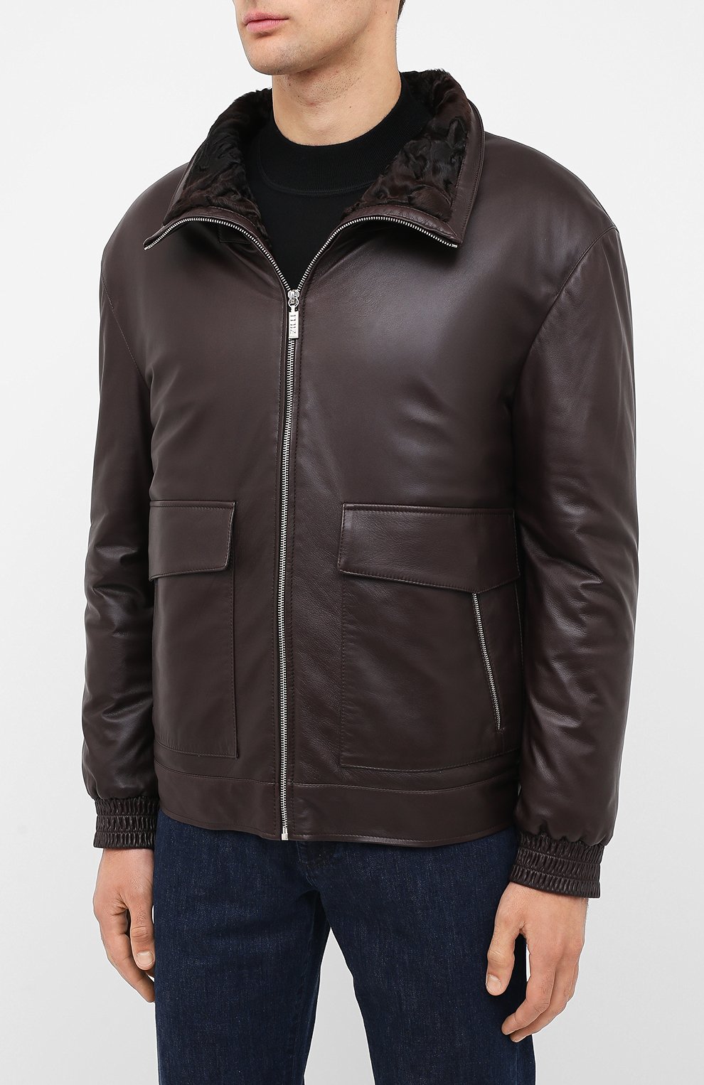 Кожаный бомбер с подкладкой из овчины ZILLI, арт. MAU-GALIE-01763/0001, фото 3