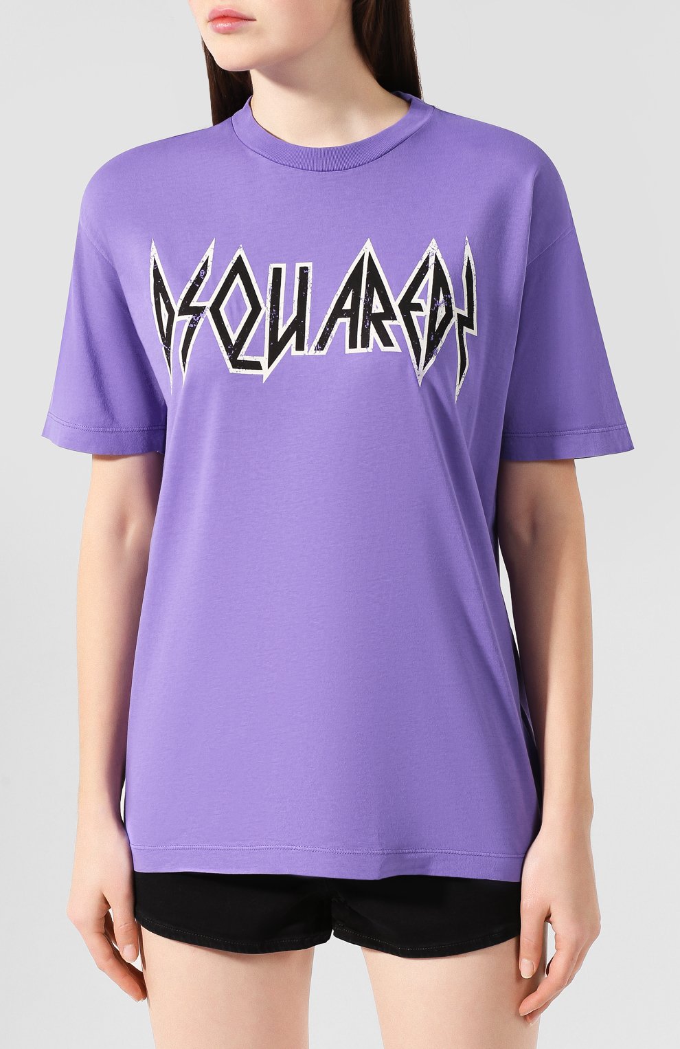 Хлопковая футболка DSQUARED2 фиолетового цвета по цене 26450 руб., арт. S72GD0191/S21600, фото 3 Хлопковая футболка DSQUARED2, арт. S72GD0191/S21600, фото 3