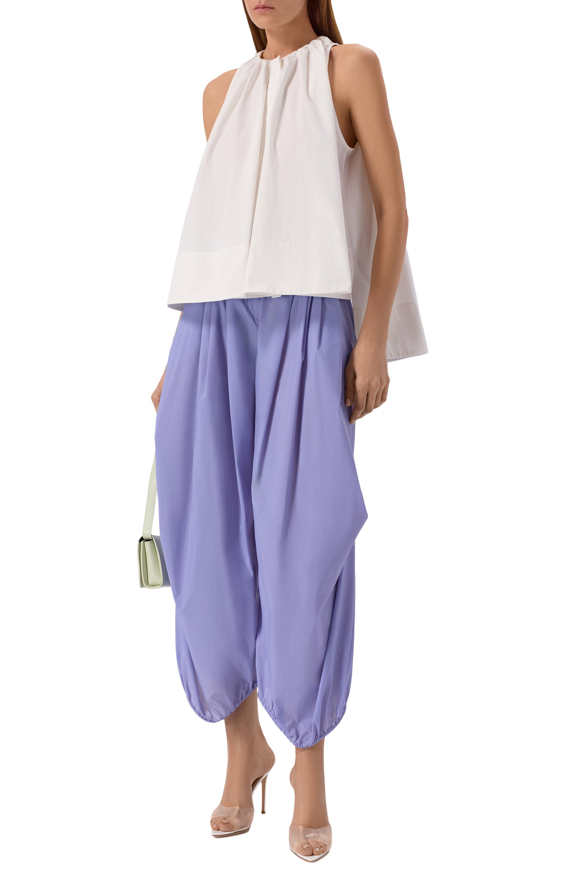 Брюки EMPORIO ARMANI голубого цвета по цене 52550 руб., арт. EW004461/TE20972, фото 2 Брюки EMPORIO ARMANI, арт. EW004461/TE20972, фото 2