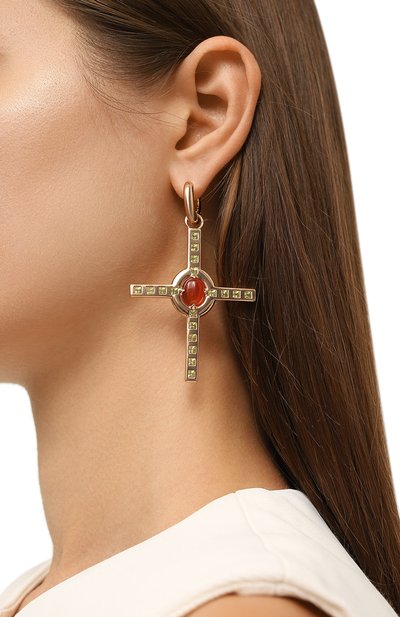 Моносерьга-крест с сердоликом и хризолитами MOONKA, арт. ai-bg-erc-sr1, фото 2