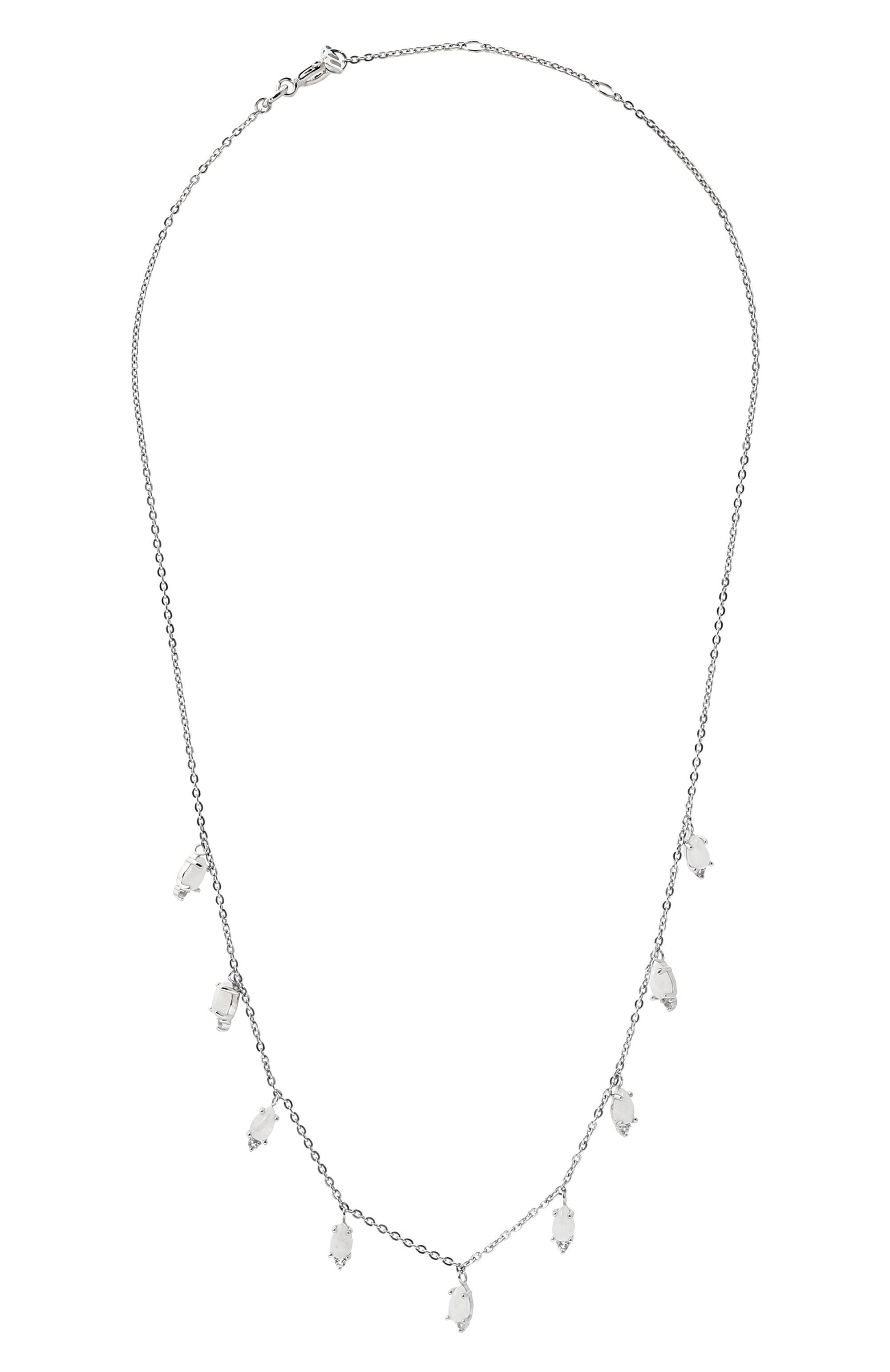 Колье water с лунными камнями MOONKA серебряного цвета по цене 17700 руб., арт. wt-nl-mns, фото 1 Колье water с лунными камнями MOONKA, арт. wt-nl-mns, фото 1