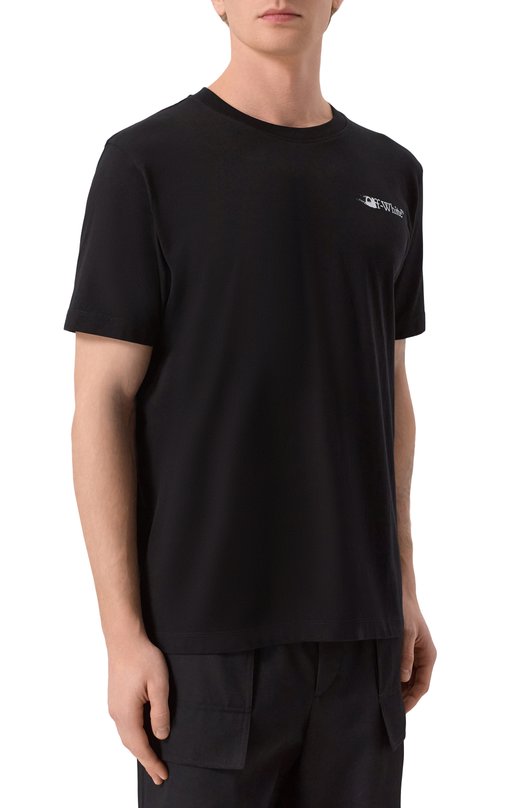Хлопковая футболка Off-White 0MAA027F25JER007 Чёрный  0MAA027F25JER007 Фото 3