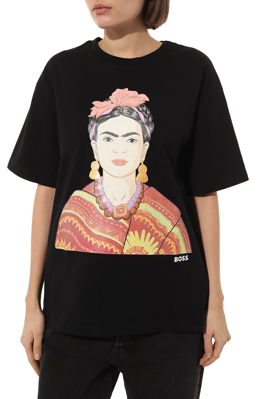 Хлопковая футболка BOSS черного цвета по цене 8965 руб., арт. 50494757, фото 3 Хлопковая футболка BOSS, арт. 50494757, фото 3