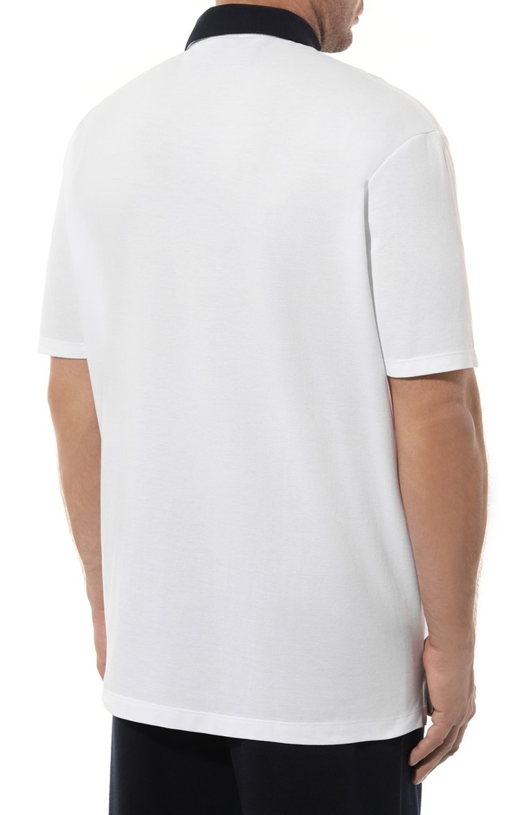 Мужское хлопковое поло PAUL&SHARK белого цвета, арт. 24411271/3XL-6XL | Фото 4 (Рукава: Короткие; Материал внешний: Хлопок; Длина (для топов): Удлиненные; Стили: Кэжуэл; Застежка: Пуговицы; Принт: Без принта; Мужское Кросс-КТ: Футболка-одежда; Автоматизация состава: Проставлено; Автоматизация ТО: Проставлено; Детали: Без декора)
