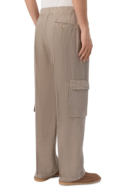 Льняные брюки-карго InLinum CARG0RU/TR0PEA Бежевый  CARG0RU/TR0PEA Фото 4