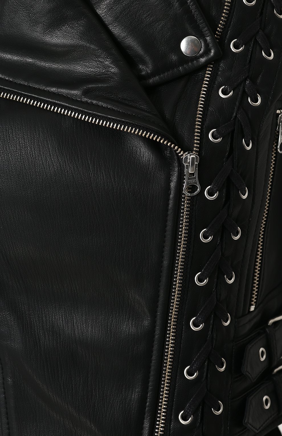 Приталенная кожаная куртка с косой молнией MCQ SWALLOW, арт. 456386/RKL04, фото 5