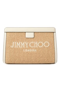 Женский клатч avenue JIMMY CHOO бежевого цвета, арт. AVENUE P0UCH | Фото 1 (Драгоценные камни: Проставлено; Размер: medium; Материал: Текстиль; Материал сплава: Проставлено; Женское Кросс-КТ: Клатч-клатчи)