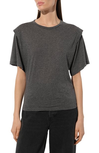 Хлопковая футболка IRO серого цвета по цене 18100 руб., арт. WP19F0RTUNA, фото 3 Хлопковая футболка IRO, арт. WP19F0RTUNA, фото 3