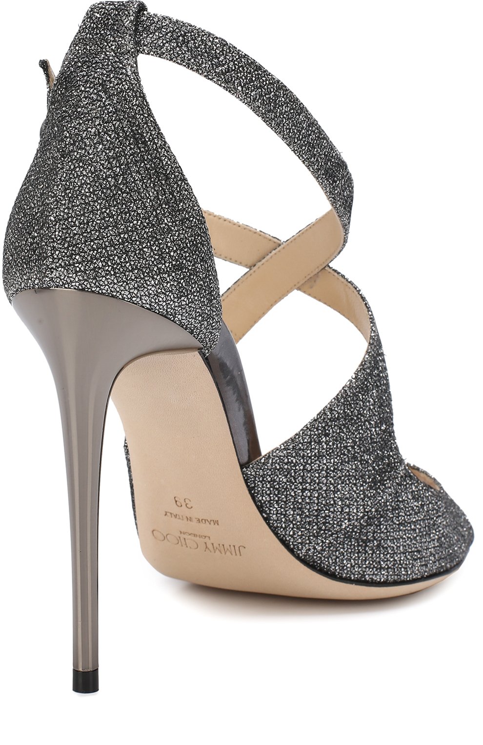 Босоножки emily 100 из металлизированного текстиля на шпильке JIMMY CHOO, арт. EMILY 100/LAG, фото 4