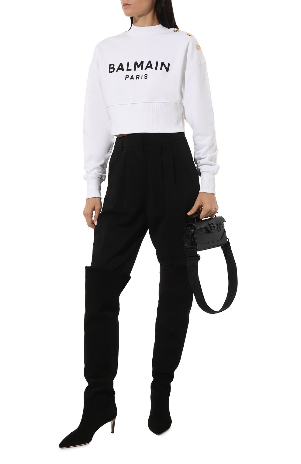 Хлопковый свитшот BALMAIN белого цвета по цене 79150 руб., арт. AF0J0040BB02, фото 2 Хлопковый свитшот BALMAIN, арт. AF0J0040BB02, фото 2