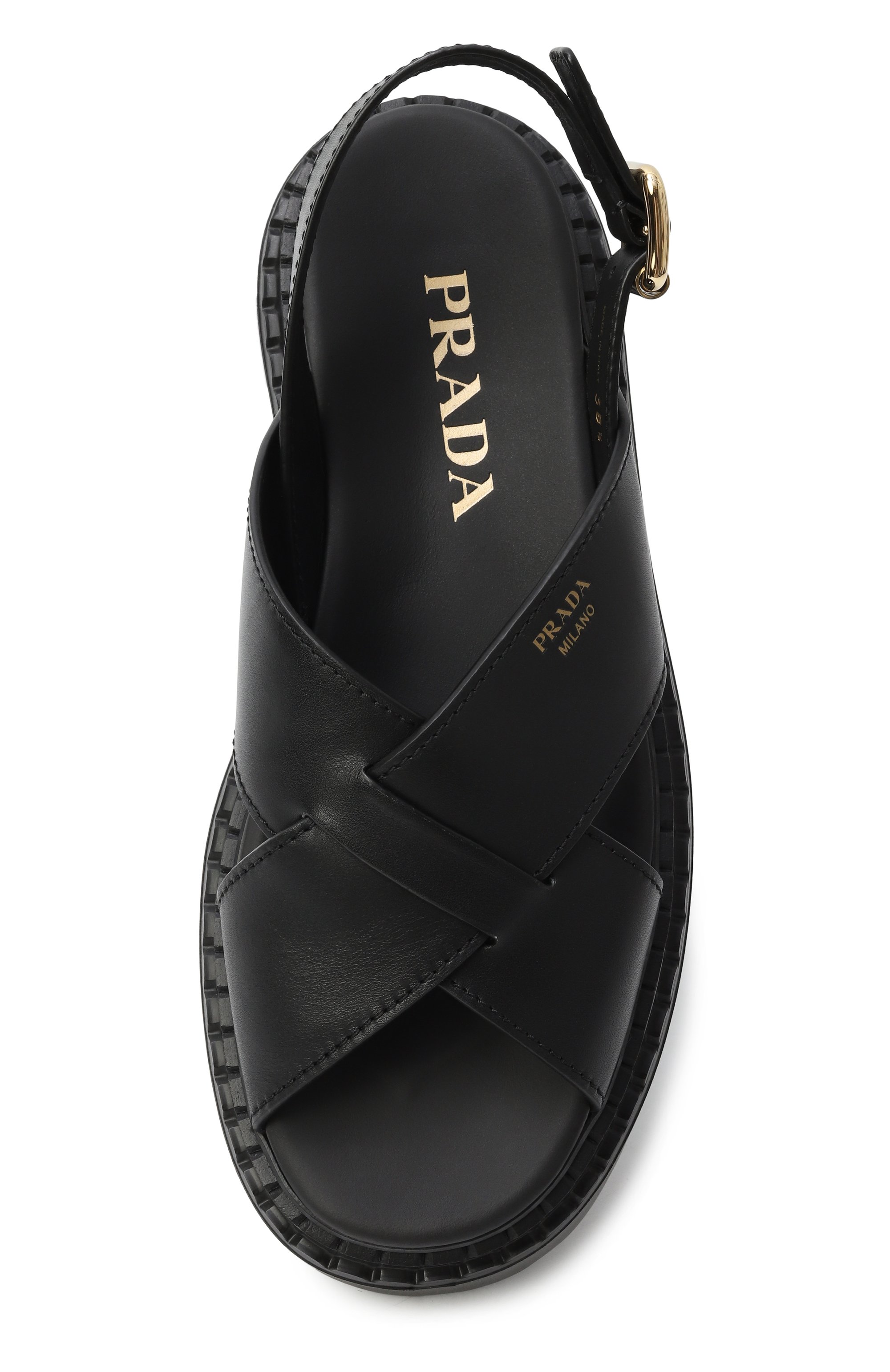 Кожаные сандалии PRADA черного цвета по цене 129500 руб., арт. 1X925N/7V6, фото 6 Кожаные сандалии PRADA, арт. 1X925N/7V6, фото 6