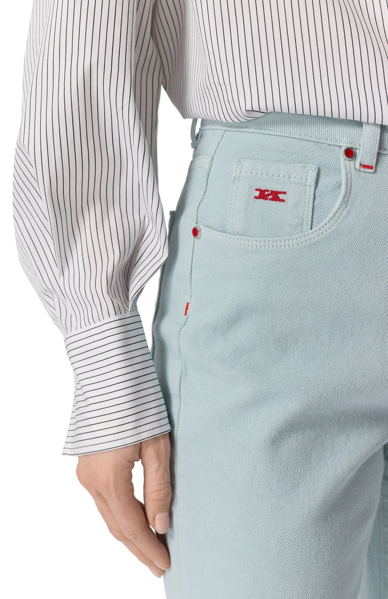 Женские джинсы KITON бирюзового цвета, арт. DJ54101K0928F01 | Фото 5 (Материал внешний: Хлопок, Деним; Длина (брюки, джинсы): Стандартные; Силуэт Ж (брюки и джинсы): Слим; Кросс-КТ: Деним; Стили: Кэжуэл)