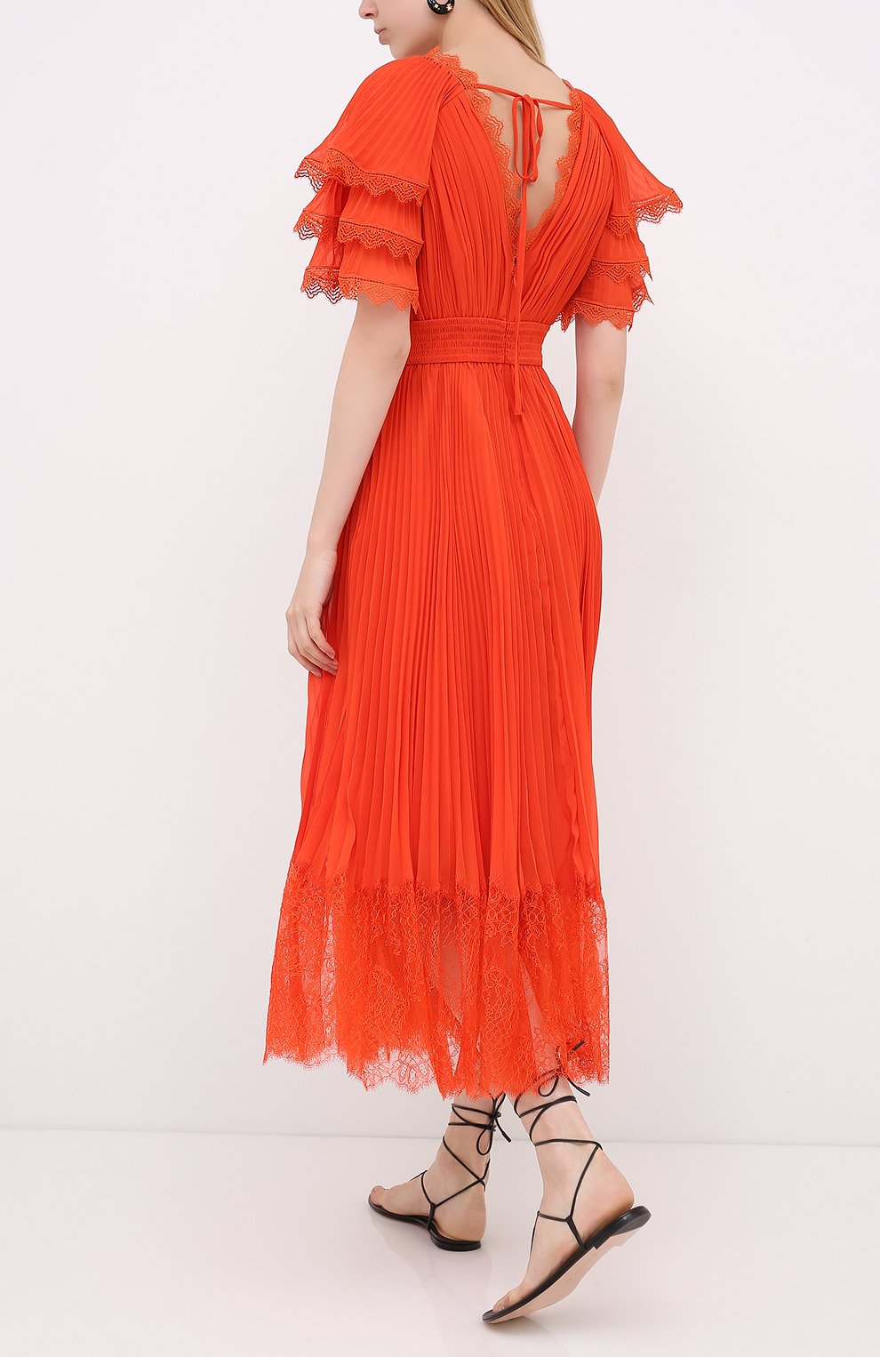 Платье SELF-PORTRAIT оранжевого цвета по цене 39950 руб., арт. PF20-085M, фото 4 Платье SELF-PORTRAIT, арт. PF20-085M, фото 4