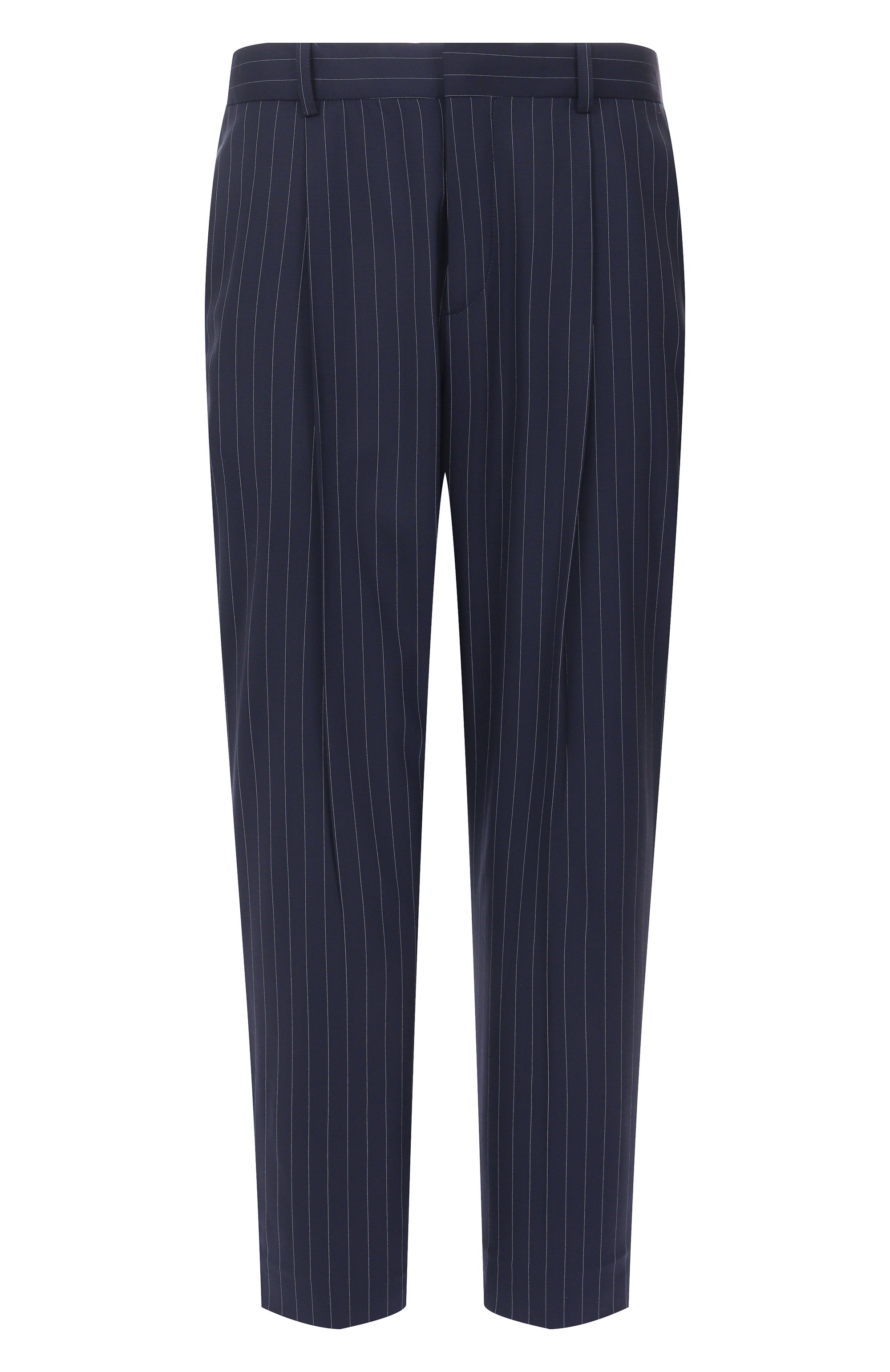 Шерстяные брюки BALMAIN темно-синего цвета по цене 112000 руб., арт. FH0PM110/WD25, фото 1 Шерстяные брюки BALMAIN, арт. FH0PM110/WD25, фото 1