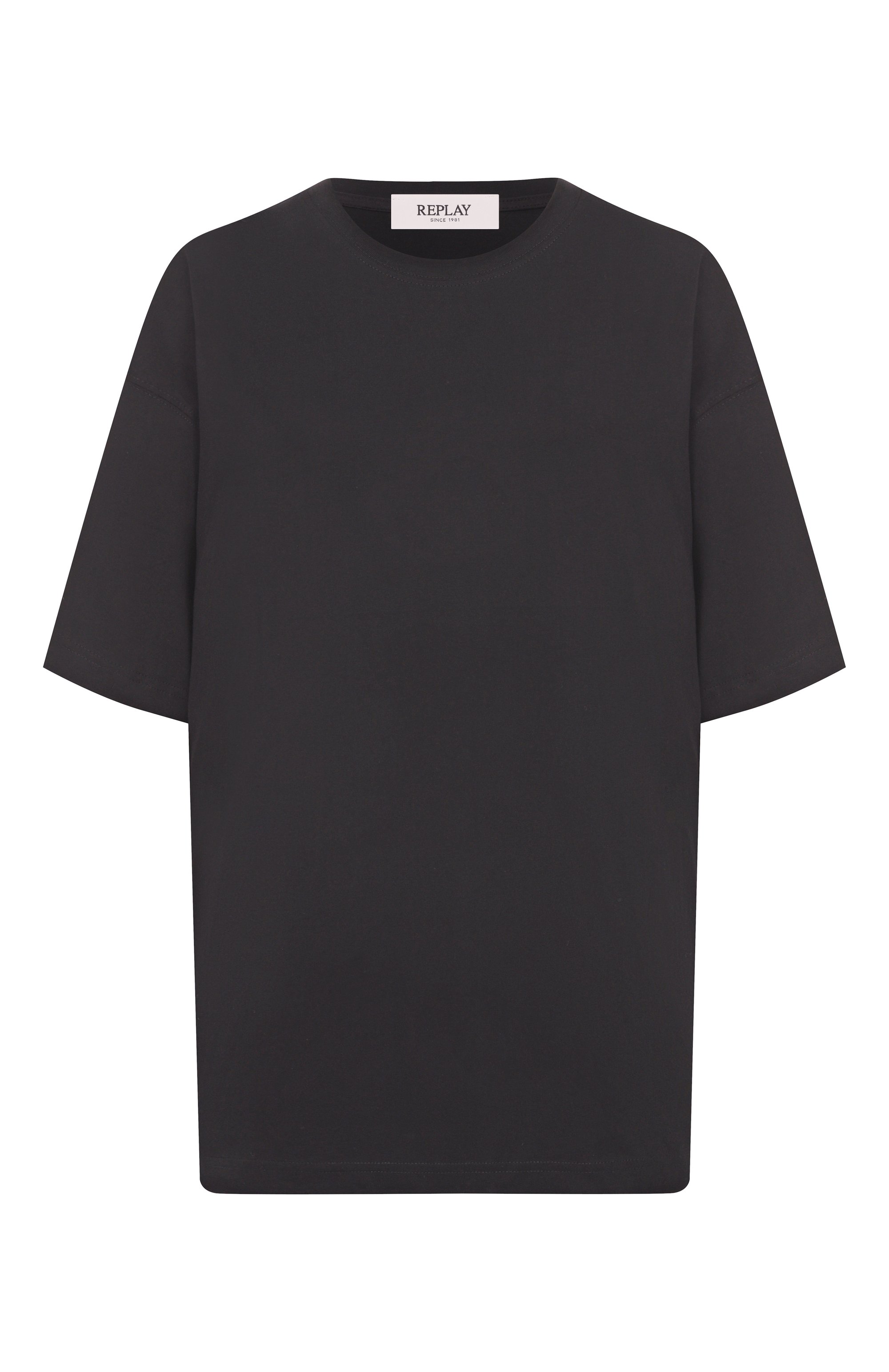 Хлопковая футболка REPLAY черного цвета по цене 8995 руб., арт. W3399E.000.22658P, фото 1 Хлопковая футболка REPLAY, арт. W3399E.000.22658P, фото 1