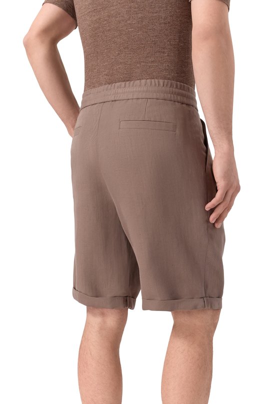 Шорты изо льна и хлопка Brunello Cucinelli MH255U0020 Коричневый  MH255U0020 Фото 4