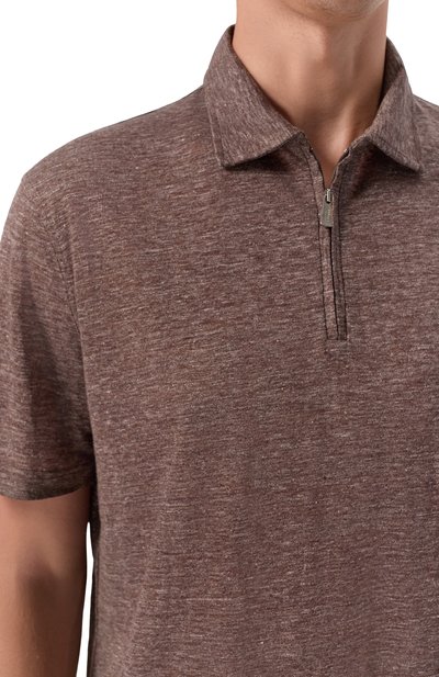 Льняное поло FEDELI коричневого цвета по цене 37050 руб., арт. TU000242/LIN0 JERSEY MELANGE, фото 5 Льняное поло FEDELI, арт. TU000242/LIN0 JERSEY MELANGE, фото 5