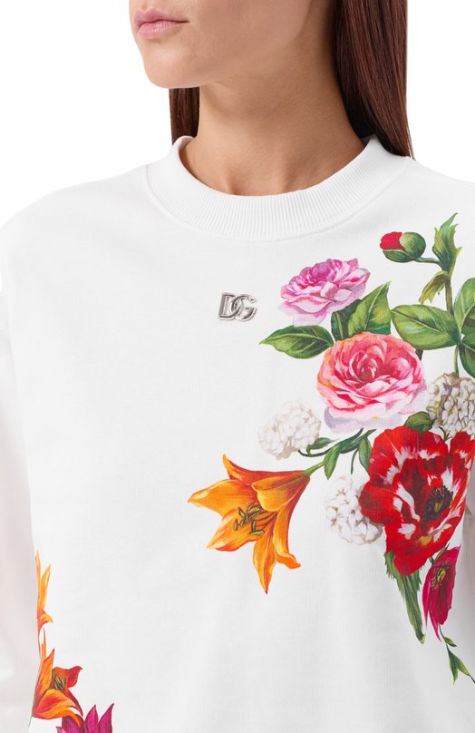 Хлопковый свитшот Dolce & Gabbana F9S50T/GDDC7 Белый  F9S50T/GDDC7 Фото 5