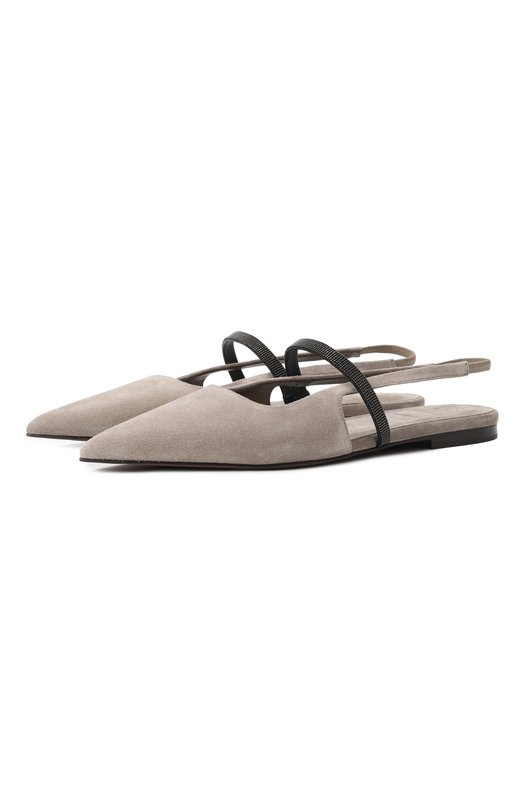 Замшевые балетки Brunello Cucinelli MZSFC2500 Серый MZSFC2500