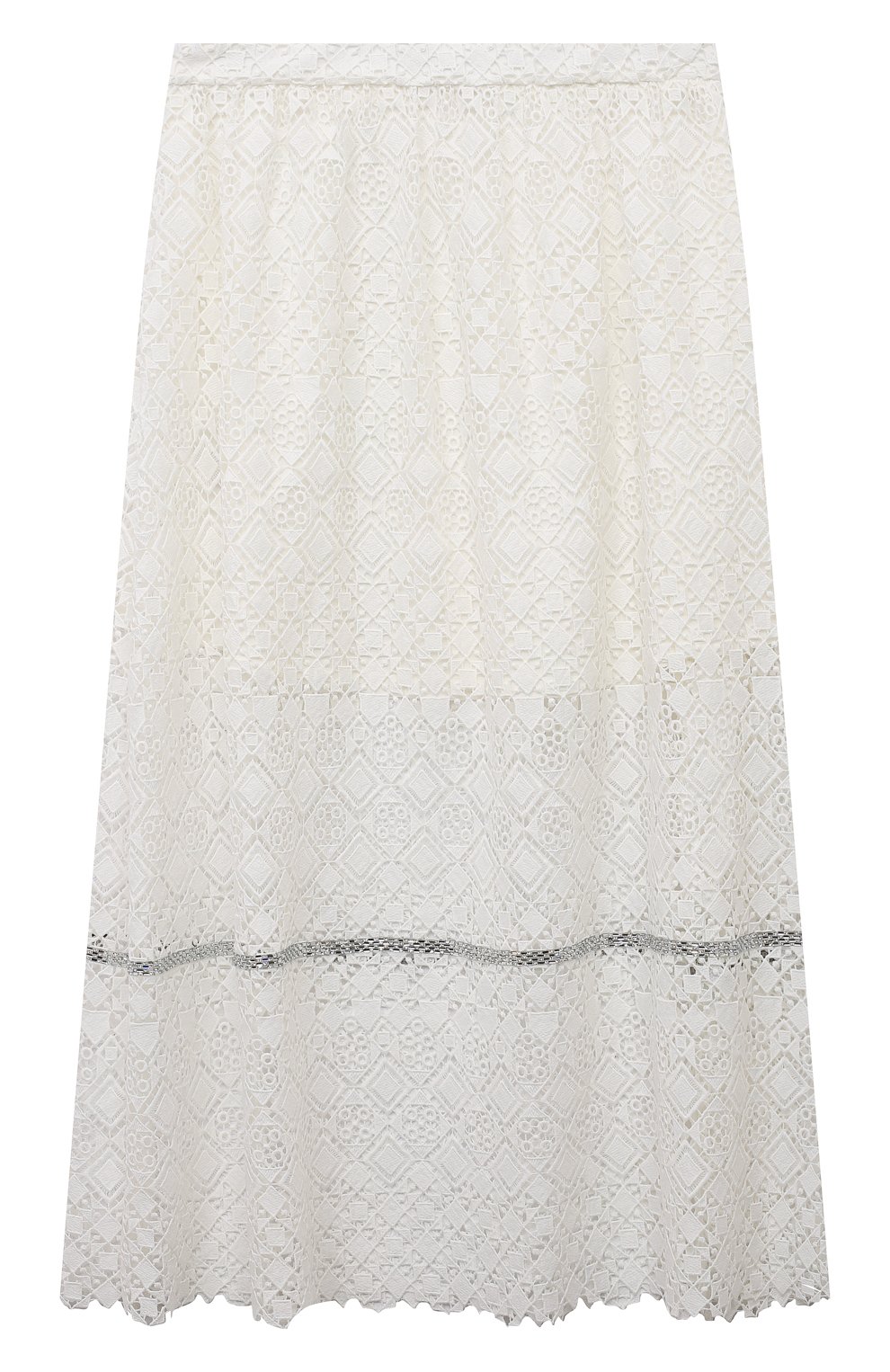 Хлопковая юбка ELIE SAAB JUNIOR кремового цвета по цене 47400 руб., арт. EFG0008 TS0846/16A-18A, фото 1 Хлопковая юбка ELIE SAAB JUNIOR, арт. EFG0008 TS0846/16A-18A, фото 1