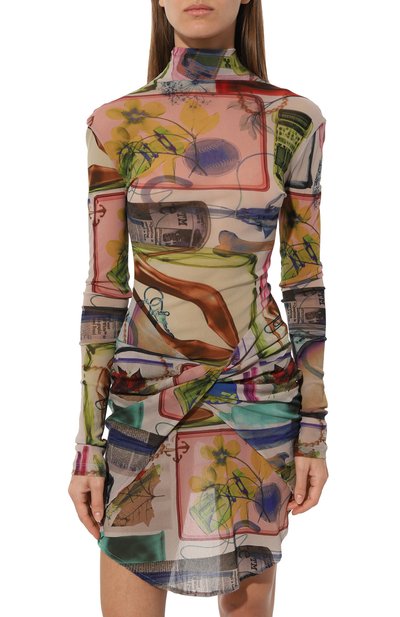 Платье OFF-WHITE разноцветного цвета по цене 77350 руб., арт. 0WDB522S24FAB002, фото 3 Платье OFF-WHITE, арт. 0WDB522S24FAB002, фото 3