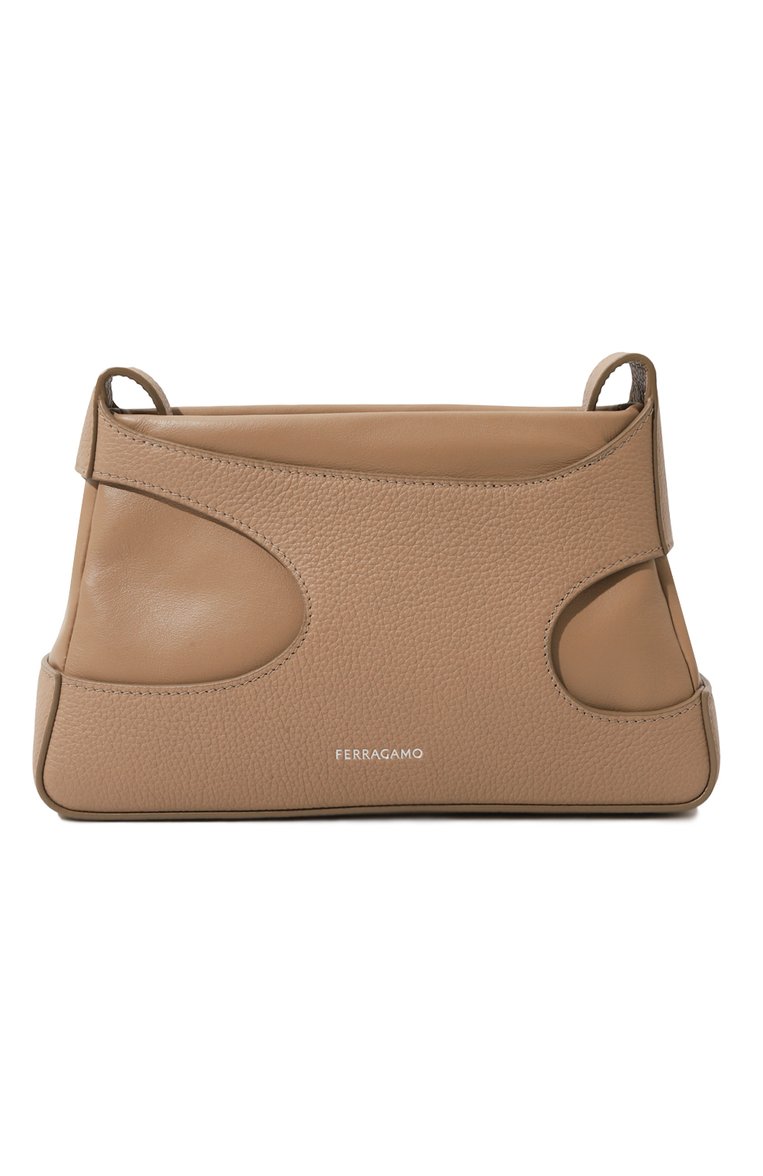 Женская сумка cut out FERRAGAMO бежевого цвета, арт. 214956/763399 | Фото 1 (Размер: small; Ремень/цепочка: На ремешке; Материал: Натуральная кожа)