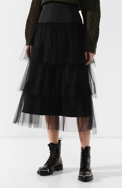 Многоярусная юбка-миди BURBERRY черного цвета по цене 156000 руб., арт. 8003484, фото 3 Многоярусная юбка-миди BURBERRY, арт. 8003484, фото 3