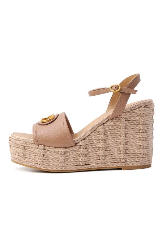 Кожаные босоножки VLogo Signature Valentino 6W0S0LY9/DTW Бежевый  6W0S0LY9/DTW Фото 4