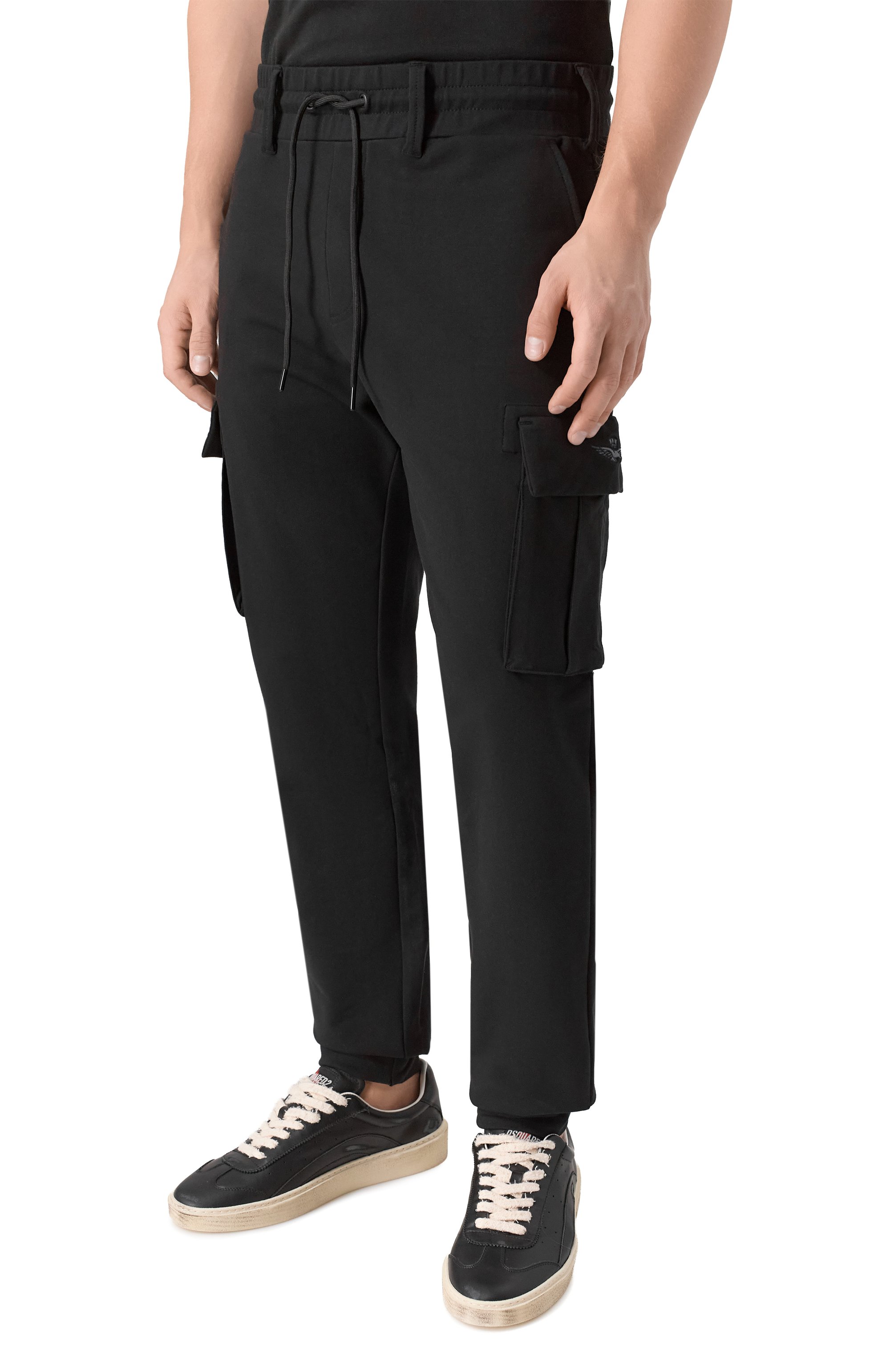 Хлопковые джоггеры AERONAUTICA MILITARE черного цвета по цене 15350 руб., арт. PF1020UF00674, фото 3 Хлопковые джоггеры AERONAUTICA MILITARE, арт. PF1020UF00674, фото 3