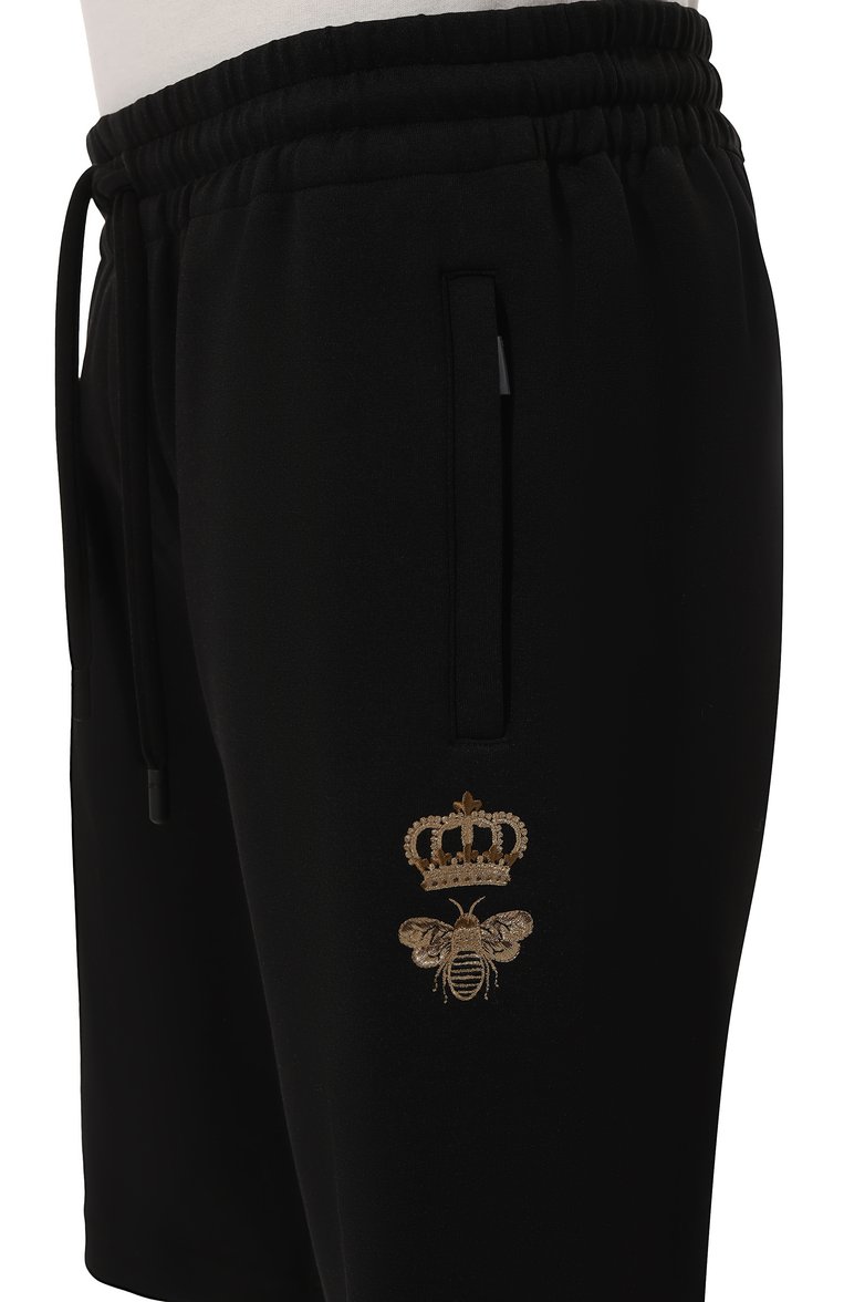 Мужские хлопковые шорты DOLCE & GABBANA черного цвета, арт. GVF8AZ/HU7H9 | Фото 5 (Материал внешний: Хлопок, Синтетический материал; Длина Шорты М: Ниже колена; Случай: Повседневный; Принт: Без принта; Стили: Спорт-шик)