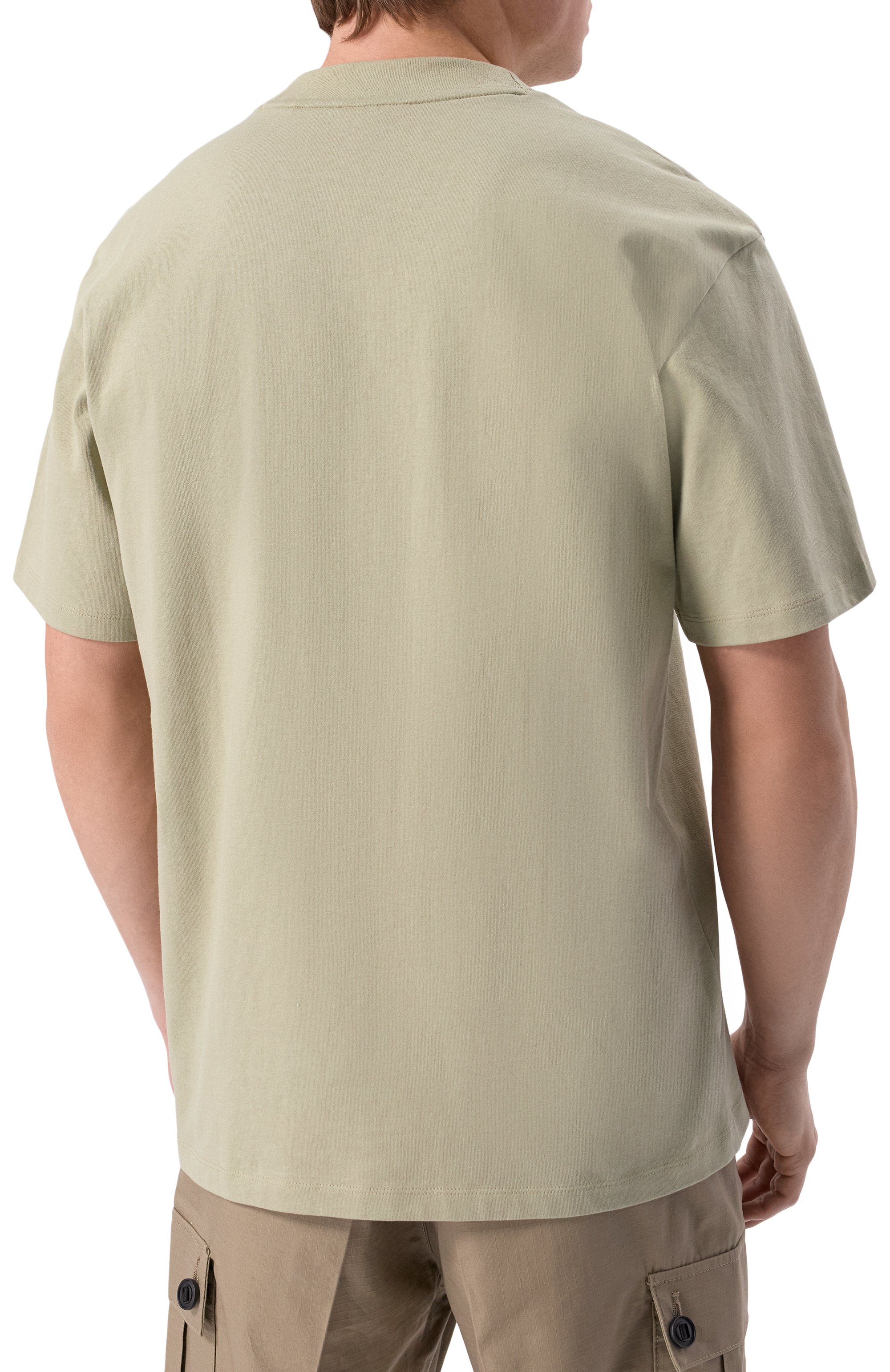 Хлопковая футболка HUGO светло-зеленого цвета по цене 7490 руб., арт. 50488330, фото 4 Хлопковая футболка HUGO, арт. 50488330, фото 4