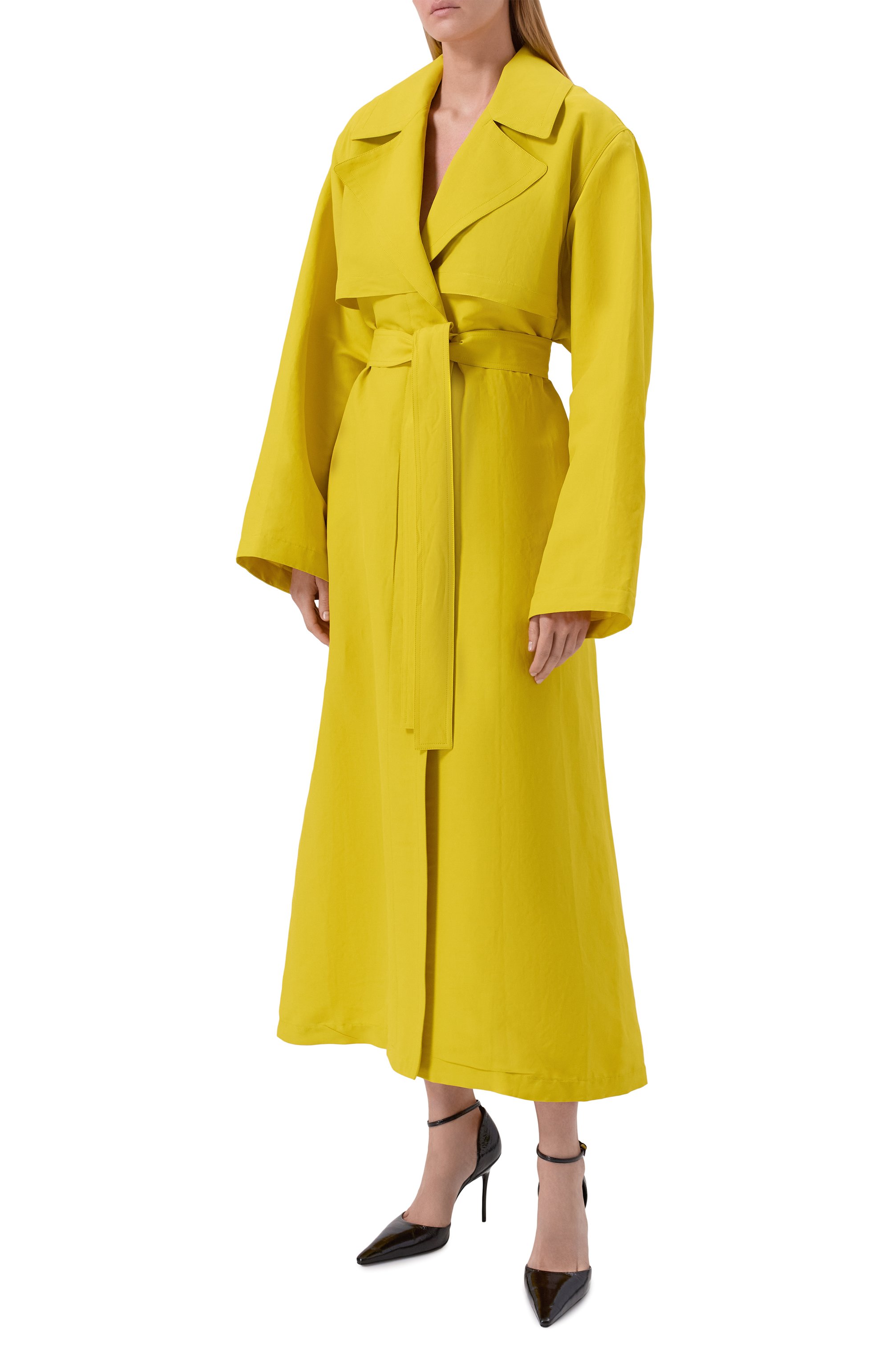 Тренч ALAIA желтого цвета по цене 477500 руб., арт. AA9M1199W144C, фото 3 Тренч ALAIA, арт. AA9M1199W144C, фото 3