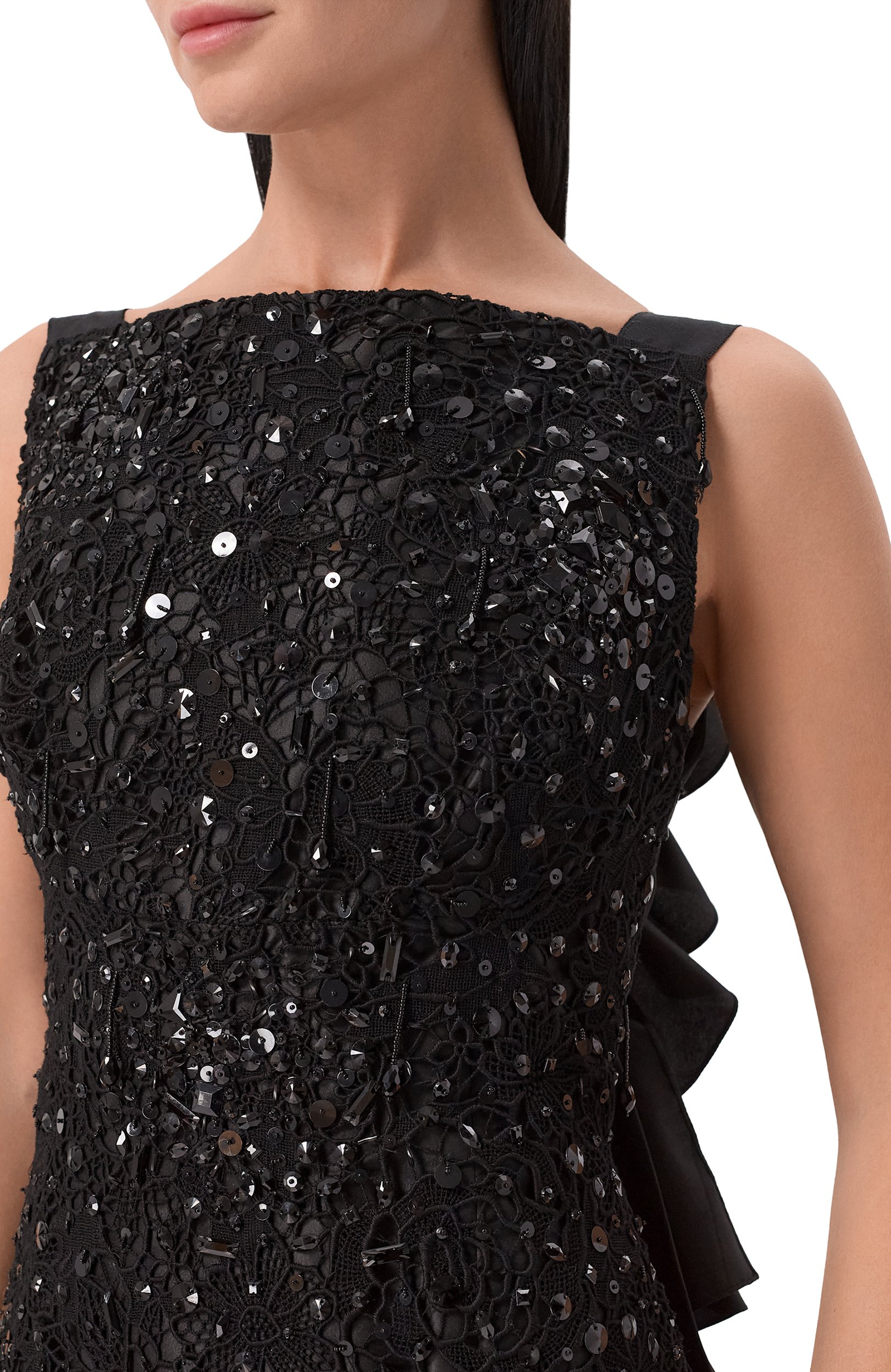 Комбинированное платье OSCAR DE LA RENTA, арт. R16E056BLK, фото 4