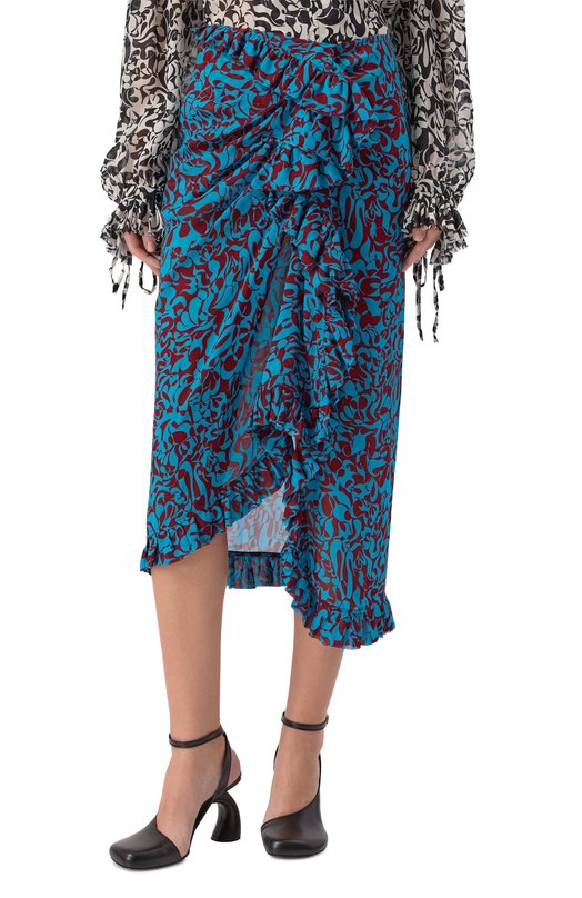 Юбка из вискозы Dries Van Noten 130813/3006 Голубой  130813/3006 Фото 3