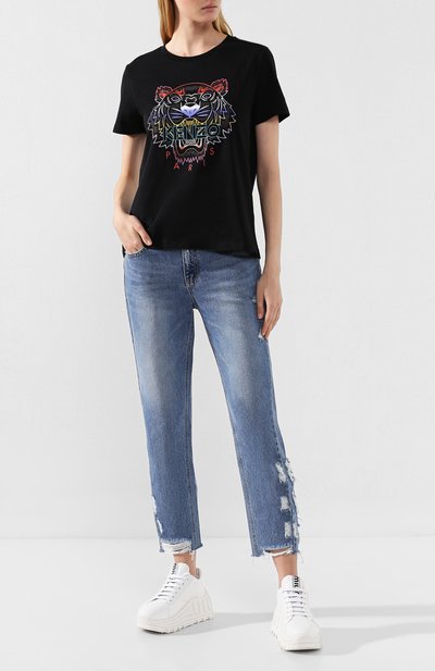 Хлопковая футболка KENZO черного цвета по цене 9950 руб., арт. F962TS8134YE, фото 2 Хлопковая футболка KENZO, арт. F962TS8134YE, фото 2