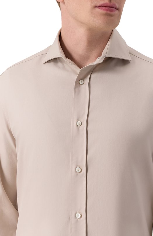 Хлопковая сорочка Brunello Cucinelli MW6041718 Бежевый  MW6041718 Фото 5