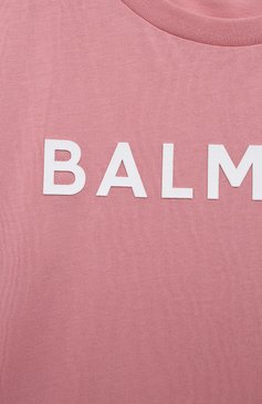Детская хлопковая футболка BALMAIN розового цвета, арт. BT8B01 | Фото 3 (Рукава: Короткие; Материал внешний: Хлопок; Драгоценные камни: Проставлено; Материал сплава: Проставлено; Девочки Кросс-КТ: футболка-одежда; Ростовка одежда: 10 - 11 лет | 140 - 146см, 12 лет | 152 см, 13 - 15 лет | 158 см, 6 лет | 116 см, 8 лет | 128 см)