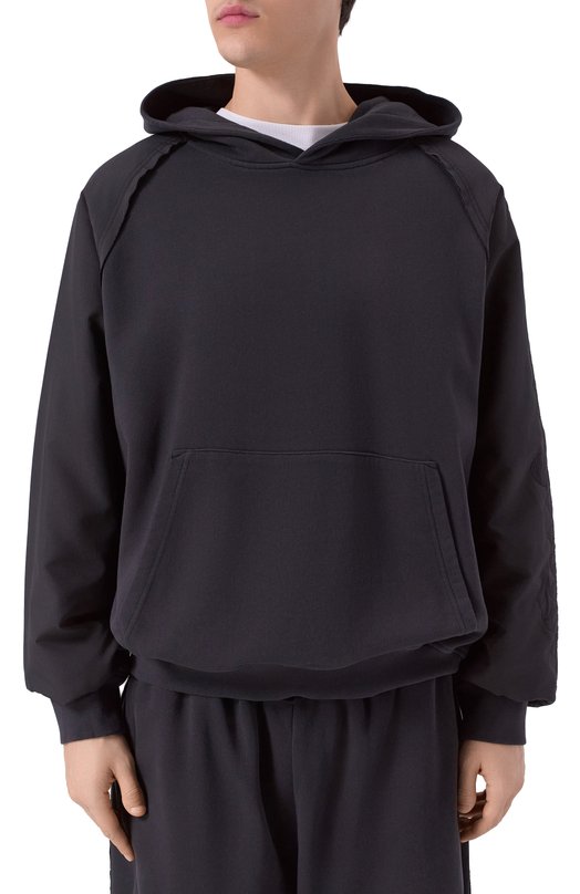 Хлопковое худи Palm Angels PMBB177F25FLE001 Чёрный  PMBB177F25FLE001 Фото 3