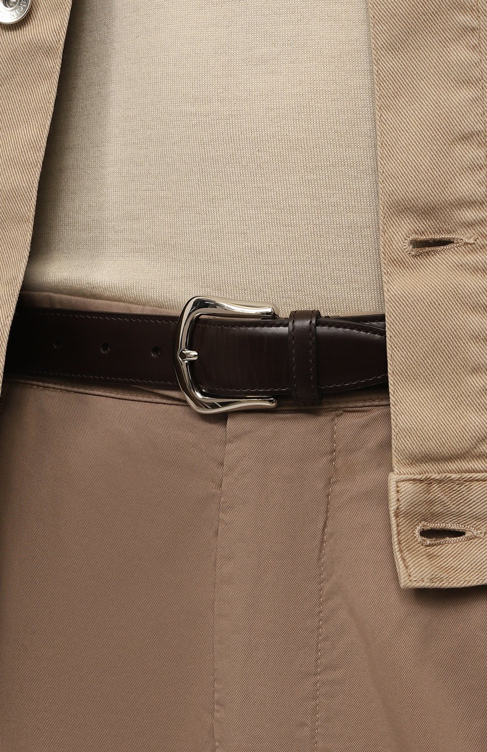 Кожаный ремень BRUNELLO CUCINELLI темно-коричневого цвета по цене 69950 руб., арт. MAUNX346, фото 2 Кожаный ремень BRUNELLO CUCINELLI, арт. MAUNX346, фото 2