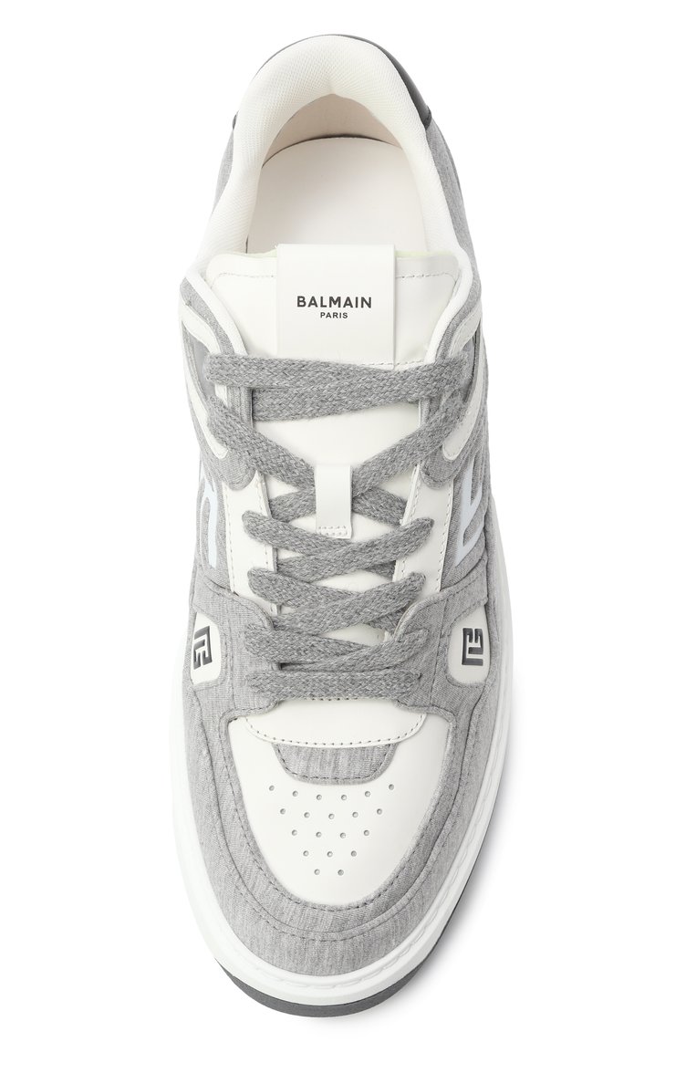 Мужские комбинированные кеды b-court skate BALMAIN серого цвета, арт. EM1VI378/TFJM | Фото 6 (Материал внутренний: Текстиль; Материал внешний: Текстиль; Подошва: Массивная; Материал утеплителя: Без утеплителя; Стили: Классический; Кросс-КТ: Низкие)