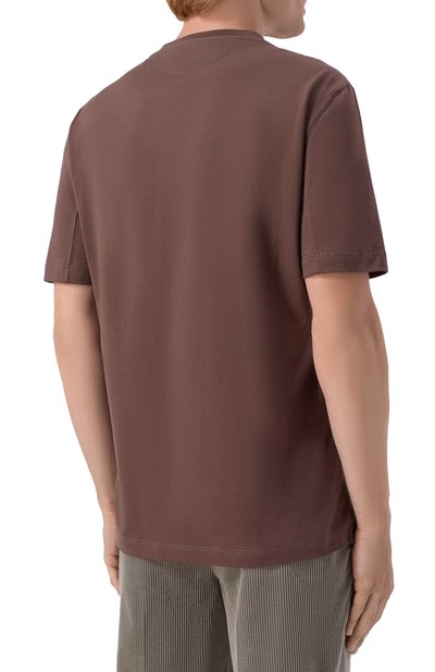 Хлопковая футболка BRUNELLO CUCINELLI коричневого цвета по цене 51950 руб., арт. M0B138440, фото 4 Хлопковая футболка BRUNELLO CUCINELLI, арт. M0B138440, фото 4