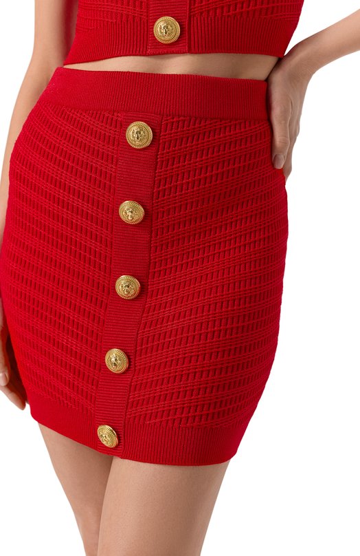 Юбка из вискозы Balmain EF0LB039/KI42 Красный  EF0LB039/KI42 Фото 5