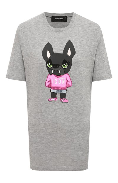 Футболка из хлопка и вискозы DSQUARED2 серого цвета по цене 22550 руб., арт. S80GC0043/S22146, фото 1 Футболка из хлопка и вискозы DSQUARED2, арт. S80GC0043/S22146, фото 1