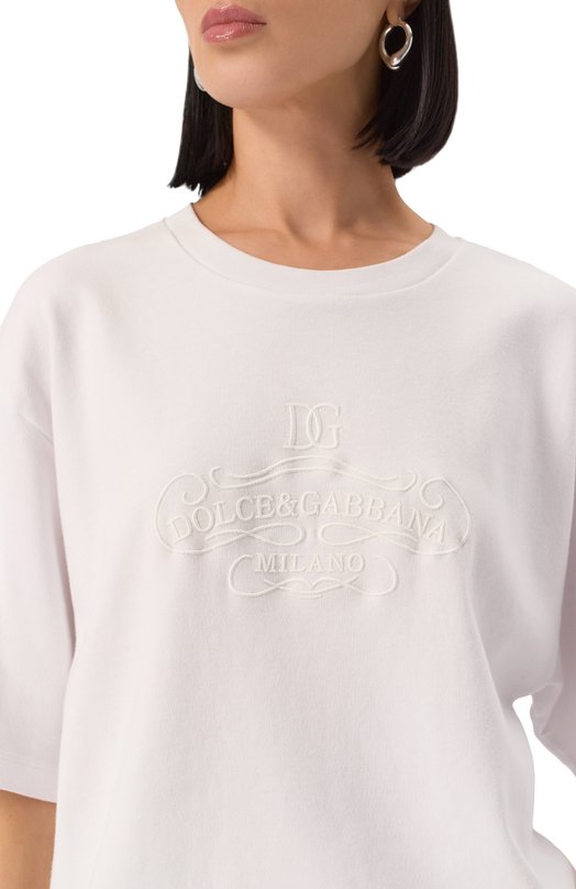 Хлопковая футболка Dolce & Gabbana F8V11Z/GDCNY Белый  F8V11Z/GDCNY Фото 5