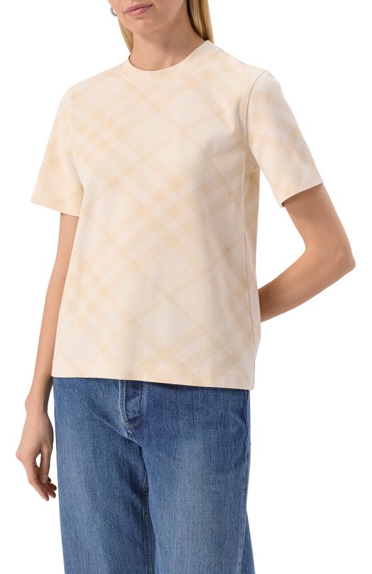 Хлопковая футболка Burberry 8106674 Кремовый  8106674 Фото 3