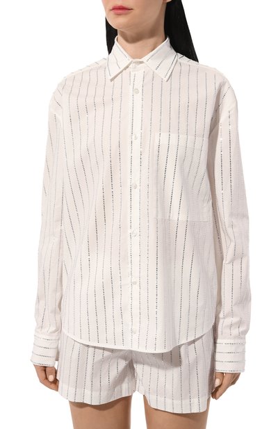 Хлопковая рубашка с отделкой стразами GIUSEPPE DI MORABITO, арт. 02PST0227RC 02289, фото 3