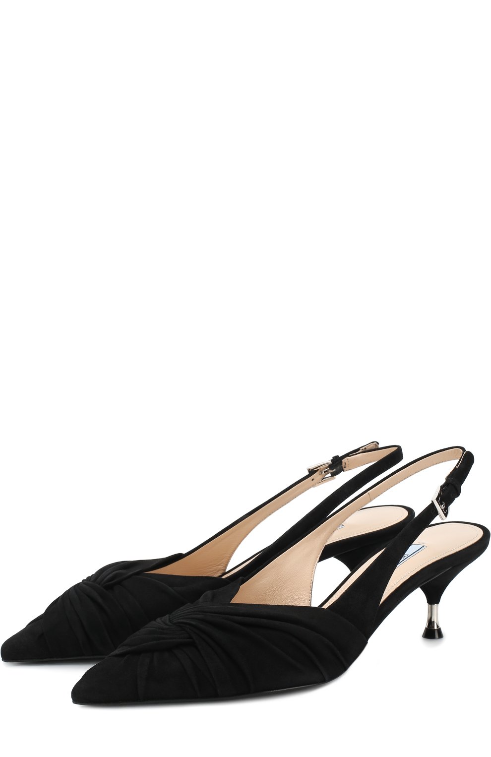 Замшевые туфли на каблуке kitten heel PRADA, арт. 1I690I-8-F0002-DD55, фото 1